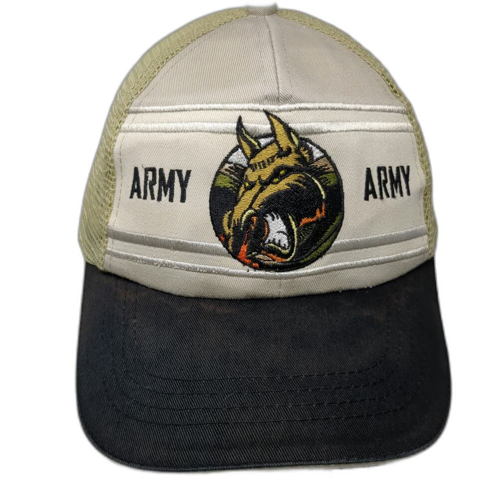 Best Trucker Hat Beige Black One Size Army Mule Knights Mesh USA Snapback
